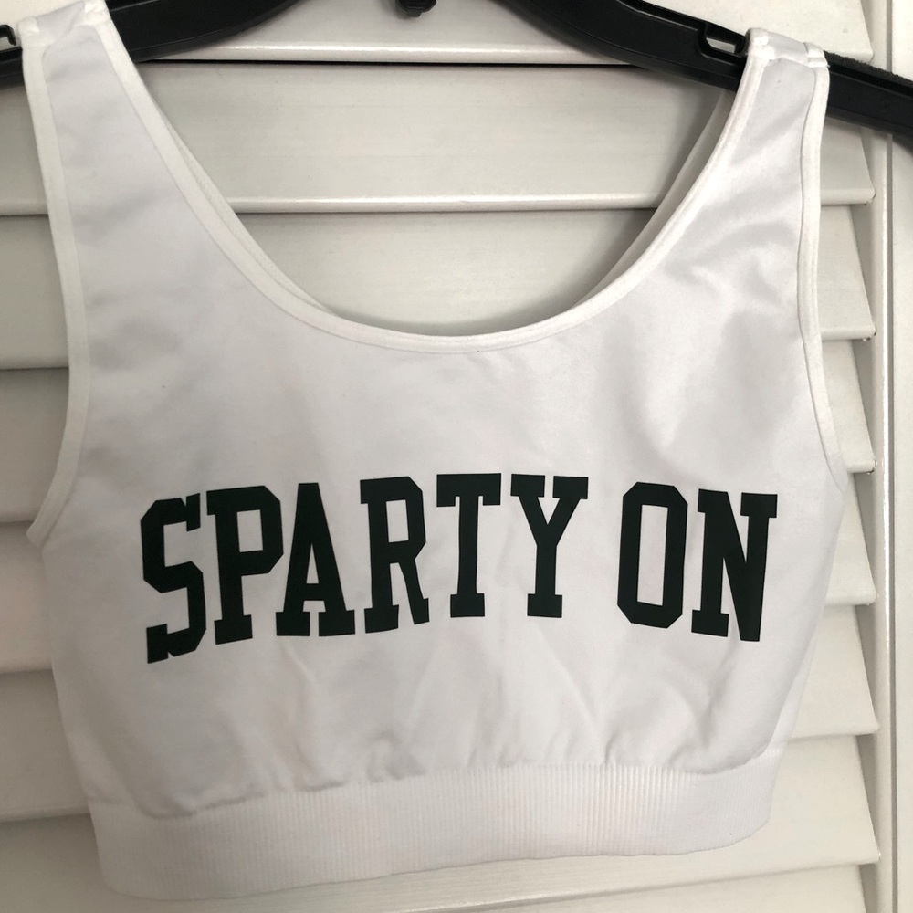 Michigan State Sparty On Seamless Tank Crop Top